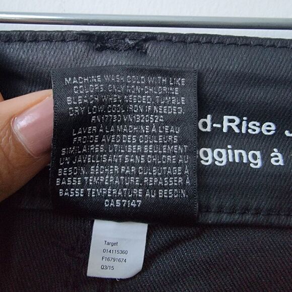 MOSSIMO Black Coated Denim Moto Mid Rise Jeggings Size 10 - Picture 5 of 8